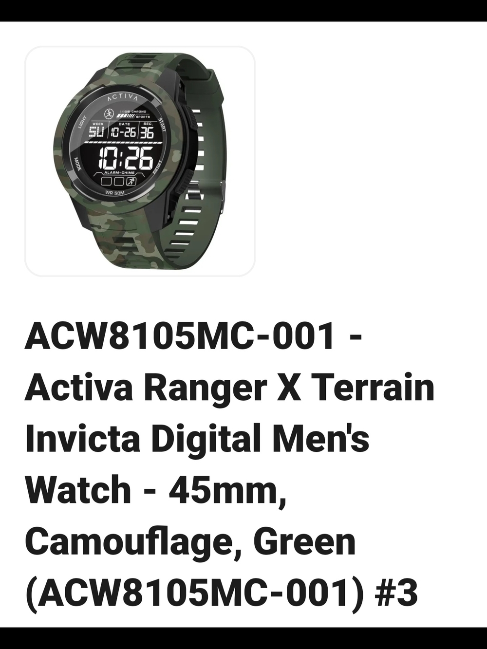 Invicta Activa Ranger X Terrain Digital Men's Watch - Green Camouflage